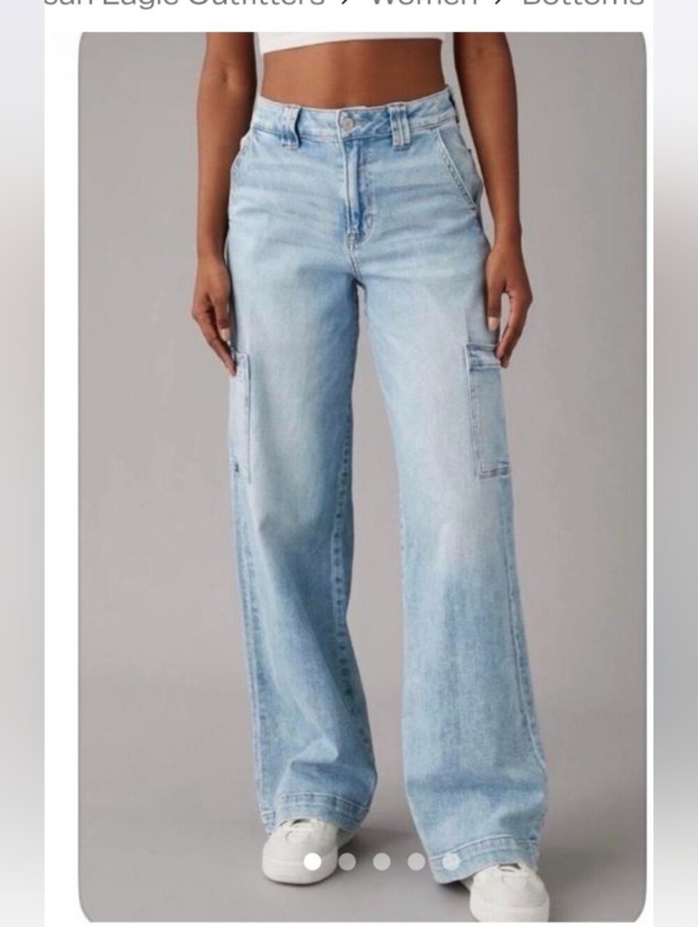 American Eagle Outfitters Light Blue Wide-Leg Cargo Jeans